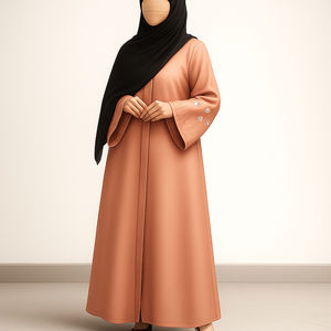 Abaya islamique sur mesure pour femmes, robe musulmane décontractée, couleur unie, polyéthersulfone respirant, léger, longueur au sol, grande taille - Product Image 2