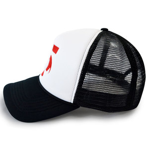 Gorra de camionero de 5 paneles lisa de malla con logotipo bordado de impresión personalizada profesional, gorra de camionero de espuma Premium - Product Image 3