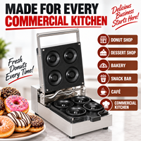 Machine à beignets électrique commerciale 1100W, 4 pièces, en acier inoxydable antiadhésif, pour comptoir, 50-300 beignets ℃