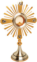 Monstrance élégante en laiton avec finition plaquée or, forme ronde, thème ange, vaisselle de table - Design simple et attrayant