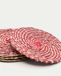 Sous-verres élégants et magnifiques en jonc de mer coloré faits à la main, style bohème vintage, pour tasses à café et théières, vente en gros au Vietnam - Product Image 3