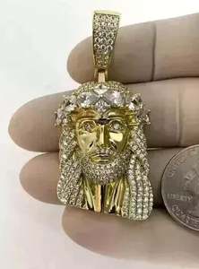 จี้เพชรรูปหน้าพระเยซูทรงกลมสำหรับผู้ชายประดับทอง14K สีเหลือง3.30Ct สำหรับงานเลี้ยง - Product Image 5