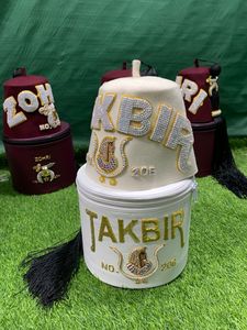 Étuis en tissu personnalisés de haute qualité étui blanc Fez avec perles de broderie de régalia maçonnique décor d'épingle de sûreté tous les Types de badges inclus - Product Image 2