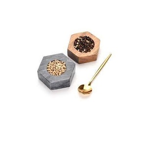 Bol en bois et marbre élégant, accessoires de cuisine pour hôtel, pierre, vaisselle de salle à manger, décoration bol à sel en marbre créatif - Product Image 2