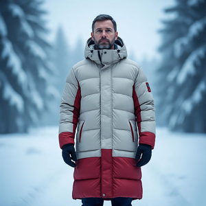 เสื้อโค้ทผู้ชายแขนยาวบุนวมกันลมเสื้อแจ็คเก็ตตัวยาวขนเป็ดน้ำหนักเบามีซิป - Product Image 5