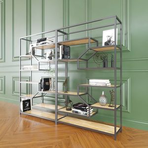 Simple Standing Type <b>Bookshelf</b> with Metal Frame and Wood Rubber SFKS012 for Living Room - Product Image 4