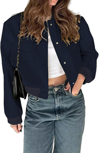 Stylish Women Crop Varsity Jacket Long Sleeve Casual Wear Trending Custom Color and Size Low MOQ Crop Varsity <b>for</b> Women - Product Image 2