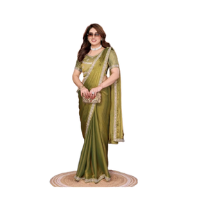 Nouvelle création, sari traditionnel de fête, fantaisie, travail lourd de diamants, pur chiffon Fendy, séchage rapide, mariage, Diwali, festivals, FATEMA - Product Image 1