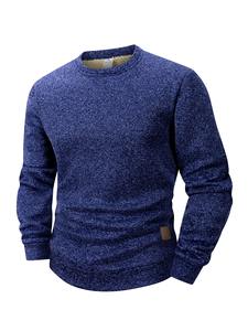 Nouveau sweat-shirt en molleton pour homme, 100% coton, couleur unie, coupe régulière, pull décontracté, mode, chaud, manches longues - Product Image 4