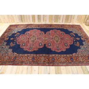 Alfombra Turca de 7.8x12 pies, Alfombra Vintage Extra Grande, Alfombra de Lana con Diseño Floral Azul y Rojo - Product Image 2