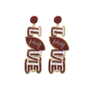 Score Big avec des boucles d'oreilles de jeu perlées LOVE Football personnalisables-Touche sur mesure pour les vrais fans - Product Image 1