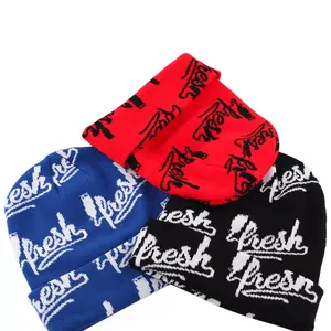 Wholesale Jacquard <b>Plain</b> Knit Beanie <b>Cap</b> Winter Warm Two Tone Cuffed Hat Custom Embroidery Logo High Quality Knitted <b>Cap</b> - Product Image 6