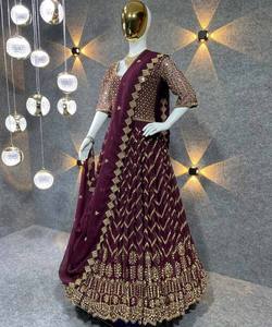 Fantaisie georgette séquence travail lehenga choli avec dupatta vêtements de fête prix de gros vêtement ethnique surat fabrication apparelgarment - Product Image 1