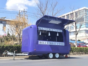 รถบรรทุกและรถพ่วงบรรทุกอาหารเคลื่อนที่อเนกประสงค์หลากสีพร้อมโครงสร้างไฟเบอร์กลาสสำหรับขนมขบเคี้ยวฮอทด็อกใช้งานกลางแจ้ง - Product Image 3