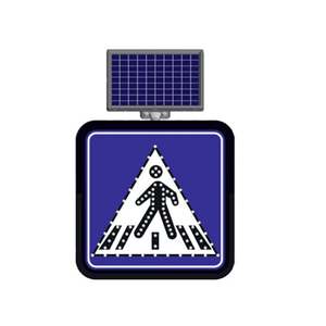 Señal de Cruce Peatonal de 60 x 60 cm con Energía Solar, Señal de Advertencia de Seguridad Vial LED, Material de Aluminio Flexible - Product Image 1