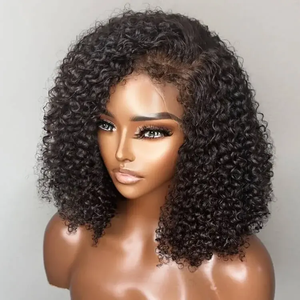 Perruques courtes tressées en cheveux vierges de luxe personnalisées haute densité French Curl Original de haute qualité Kinky Curl Deep Wave Transparent - Product Image 5