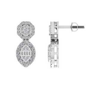 Boucles d'oreilles en forme de marquise en or massif 14 carats avec diamants naturels baguette Style tendance Fournisseur OEM ODM pour femmes - Product Image 1