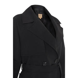 Manteau trench imperméable à double boutonnage avec ceinture et détails en fourrure pour l'automne et le printemps - Product Image 2