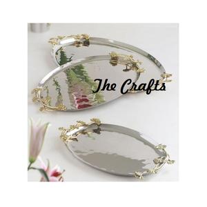 ถาดเสิร์ฟอาหารสแตนเลสพร้อมที่จับใบไม้ถาดอาหารสำหรับตกแต่ง - Product Image 4