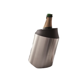 Refroidisseur de vin en acier inoxydable à haute exigence seau de refroidisseur de vin à Double paroi porte-bouteille de Champagne seau à glace en métal - Product Image 1