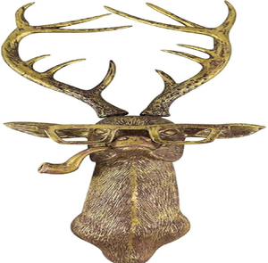 Tête de cerf dorée artistique encadrée dans un carré géométrique, idéale pour les murs d'accentuation. Disponible à prix de gros. - Product Image 5