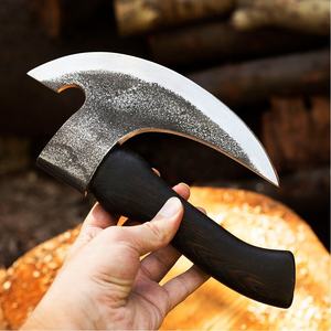 Hacha profesional de acero de Damasco de alto carbono para Pizza, cortador de Pizza Vikingo, cabeza de hacha forjada a mano, mango de madera, uso Industrial para acampar - Product Image 5