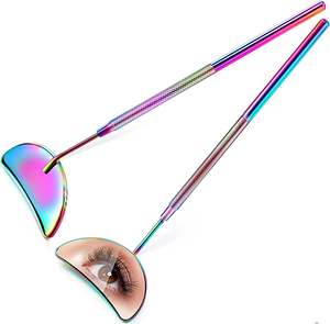 Miroir de cils enduit arc-en-ciel professionnel en acier inoxydable Logo personnalisé miroir de cils personnaliser la forme miroir de maquillage de cils - Product Image 1