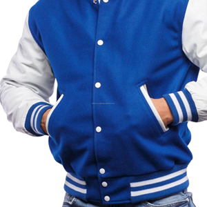 Chaqueta Bomber de Béisbol Estilo Americano para Hombre, Cuerpo de Lana, Mangas de Cuero Sintético, Chaqueta Varsity Auténtica con Parches Frontales - Product Image 5