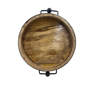 Plateau en bois Poignée en métal Plateaux de service en bois d'acacia massif Rectangulaire Fournisseur de gros Plateau en bois personnalisé - Product Image 2