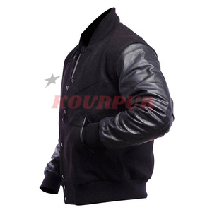 Veste universitaire pour homme de haute qualité avec manches en cuir, col montant, option logo sur le devant, design respirant pour l'hiver - Prix de gros - Product Image 5