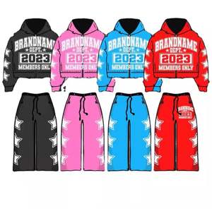 2025 New Arrival Zipper Wholesale Price Flare Breathable <b>Fabric</b> Sweatpants Tracksuits Sets Acid Wash Tracksuit by Elson Sports - Product Image 2