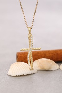 Collar con colgante de plata de ley 2025 925, Cruz con piedra CZ, joyería religiosa fina religiosa al por mayor, regalo para mujeres y niñas - Product Image 3