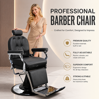 Fauteuil de Barbier Hydraulique Professionnel en Cuir PU Noir Inclinable avec Repose-Pieds pour Salon de Coiffure et Coupe de Cheveux