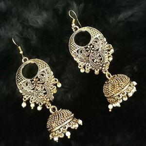 Jeweljunk <b>Antique</b> <b>Gold</b> Plated Jhumki Fashion Rings 1313508 Earrings - Product Image 1