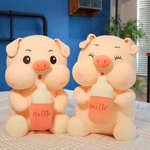 35-55cm Kawaii Plüsch Schwein Puppe Mit Fütterung flasche Kuscheltier Spielzeug Weiche Kinderzimmer Dekor Spielzeug Für Kinder Weihnachts geschenke