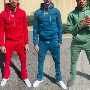 Vêtements de sport unisexes 100% coton pour hommes, ensembles de survêtements 2 pièces à coupe ajustée imprimée, grandes poches, vêtements à motif solide, options de taille plus - Product Image 5