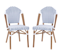 Chaise de salle à manger d'extérieur en rotin tressé de style français haut de gamme pour balcon, café, restaurant moderne et luxueux, bistro, jardin