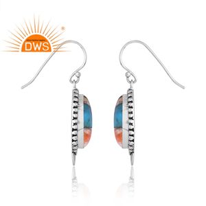 Boucles d'oreilles en argent sterling naturel Mojave cuivre Qyster Turquoise avec pierres précieuses pour femmes fabricant de bijoux personnalisés - Product Image 4