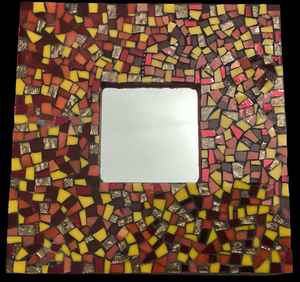 Espejo de mosaico de plata redondo moderno, diseño personalizable para uso decorativo - Product Image 1