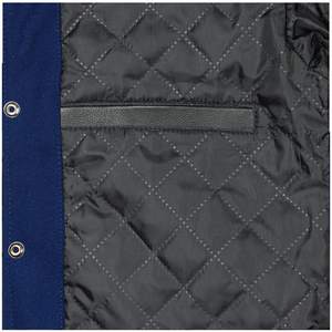 Veste universitaire grande taille personnalisée OEM pour hommes corps en toile avec manches en laine et cuir col montant placement du logo avant - Product Image 6