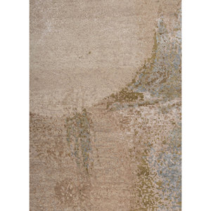 พรมขนสัตว์และไหมไผ่ถักมือสีเบจและสีน้ำตาล ขนาด 9x12 ฟุต รูปทรงสี่เหลี่ยมผืนผ้า สำหรับห้องนั่งเล่นหรือทางเดินในบ้าน-AKWB-13049 - Product Image 3