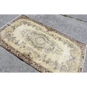 พรมขนสัตว์ตุรกีทำด้วยมือ6.8ft สีเบจสีน้ำตาล3.8 X แบบคลาสสิกการเย็บปะติดปะต่อกันการออกแบบสี่เหลี่ยมสำหรับห้องนั่งเล่นห้องนอนห้องโถงน้ำยาง - Product Image 4