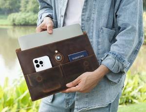 <b>Leather</b> Polyester Custom Logo Sleeve Protective Bag 14 15inch Portable Laptop Sleeve <b>Briefcase</b> Laptop Bag LLS-0032 - Product Image 6