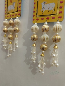 Hecho a mano Shubh Labh vaca pared colgante Festival indio decoración puerta de entrada Toran Diwali Puja decoración Laxmi Ganesh bendición - Product Image 4