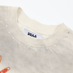 Camiseta DUAA SS Nueva Más Vendida, con Pedrería, Estilo Vintage, Perforada, Transpirable, de Algodón Puro, de Manga Corta - Product Image 4