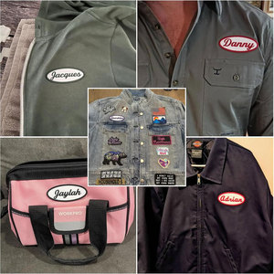 Étiquettes nominatives à repasser et à coudre personnalisées Patches personnalisés brodés en tissu sergé Sacs à dos pour vêtements Chapeaux Crochet et boucle - Product Image 4