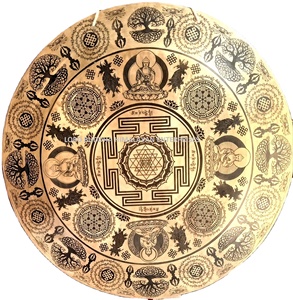 Gongs tibétains faits à la main, de bonne qualité, vague profonde, gravure, bronze, artisanat en métal pour la méditation, grossiste - Product Image 1
