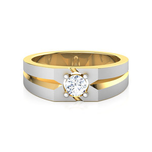 Bagues en or jaune 18 carats de style occidental pour hommes, carillons jaunes, pierre ronde avec diamant et titane Collection pour les mariages - Product Image 1