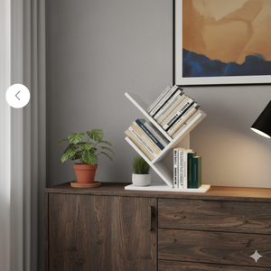 Estantería de Escritorio Moderna Europea con Diseño Geométrico de Árbol, Organizador de Libros Nórdico Blanco, Ahorro de Espacio, OEM, Marca Privada, Venta al Por Mayor - Product Image 2