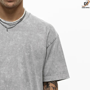 Camiseta de lavado ácido informal personalizada de alta calidad para hombre, manga caída, diseño liso por fabricante - Product Image 5